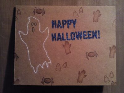 Happy Halloween card
Keywords: Ghost, Flock, Glitter, Happy Halloween, Spiders, Candy Corn