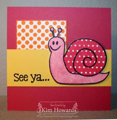 *See Ya
Card details:
Stamps: Snail2mail and Inside4snails, Dots2Love from The {Stamps} of Life
Cardstock: Rose Red, Orange You Fabulous, Whisper White, Daffodil Delight
Inks: Rose Red, Color Box by Stephanie Barnard-Licorice and Tangerine
Embellishments: dimensionals
Keywords: snail2mail inside4snails dots2love