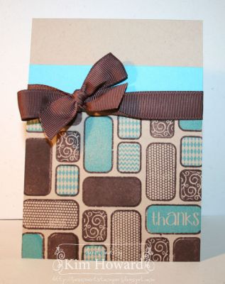 *thanks
Card details:
Stamps: Tiles2Stamp from The {Stamps} of Life
Card Stock: Crumb Cake, Tempting Turquoise
Inks: Color Box by Stephanie Barnard in Chocolate, Temping Turquoise
Embellishments: Chocolate Chip ribbon
Keywords: tiles2stamp