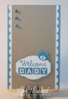 **Welcome Baby
Card details:
Stamps:  Onesie4Baby from The {Stamps} of Life
Cardstock: Crumb Cake, Whisper White, Marina Mist
Inks: Color Box by Stephanie Barnard-Cornflower
Embellishments: Majestic Labels from Sizzix for Stephanie Barnard, Stampin'Up! pearls colored with Copic, scalloped border die set from The {Stamps} of Life
Keywords: onesie4baby