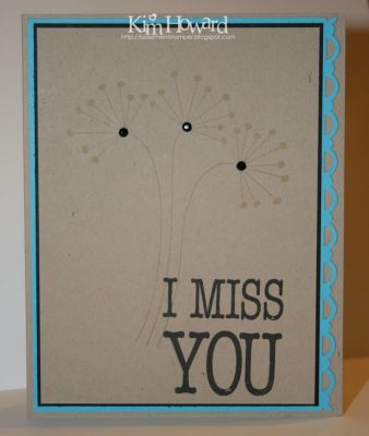 I Miss You
I stamped the flowers from the thanks2you in versamark and then added some jewels to the middle.  Love this color combination.
Keywords: phrases2say thanks2you