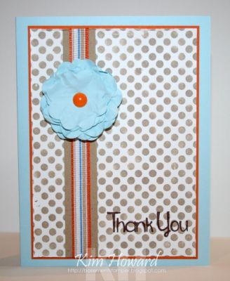 *Thank You Dots
Card details:
Stamps: Dots2love and Sign4words from The {Stamps} of Life
Cardstock: Whisper White, Trendsetter Blue, Pumpkin Pie, Crumb Cake
Inks: Crumb Cake, Color Box by Stephanie Barnard- Chocolate
Embellishments: Sizzix Flower Framelits, ribbon unknown, My Mind's Eye Boy Crazy Enamel Dots
Keywords: sign4words dots2love