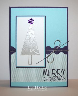 *Shining Tree
Again I've embossed the tree with silver embossing powder.  Elegant color combination of elegant eggplant, cool carribean and white
Keywords: Trees4Christmas
