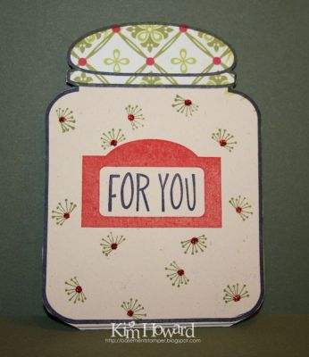 For You
I created a gift tag holder for this, so when you open it up the gift card is inside.  I guess I took the ribbon off the top before I photographed this one :-(

I stamped the little dandelion half from thanks2you and added some red stickles in the middle of them.
Keywords: jar4candy thanks2you