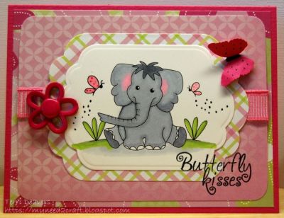 Butterfly Kisses Sentiment
I thought this sentiment went perfect with this card I entered into a card challenge.  

