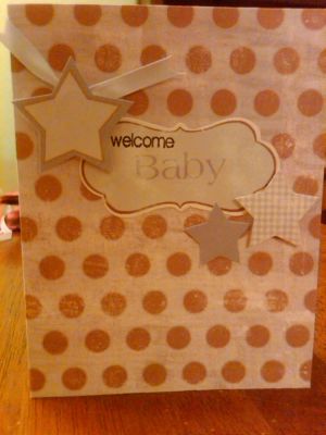 Welcome Baby (blue and brown)
Added the finishing touch with the little 'welcome' stamp to this framed die cut.
Sweet & Simple...and super quick!
Keywords: banners4all baby