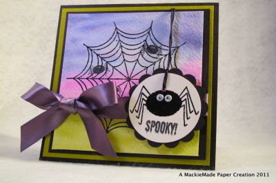 Spooky!
BOO!!!
I made this card with an aqua pen and the new ink pads from Stamps of Life. And the I heat embossed the web (webs4us) and stamped more spiders (spooky2scare) to add a little more eekiness!
Keywords: webs4us, spooky2scare, Step 2 ink pads