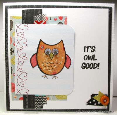IT'S OWL GOOD!
I just love this stamp set! I thought it was perfect for the retrosketch challenge! i paper pieced all of him-his body,wings and beak. I put some glossy accents on his beak to make it shiny and used some wiggly eyes to give him some charm!
Keywords: owls2love