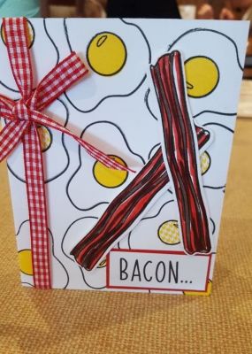 Bacon....admit it! Eggcelent B'day for Chris
Knew this going to be the set to make my son's b'day card the minute the stamp set was released! 
