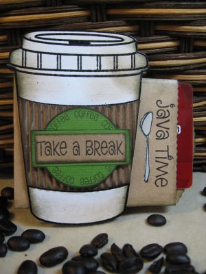 Take a Break Gift Card Holder card
My first "Stamps of Life" set, and I love it! I'm a coffee freak and search out all things coffee. For this card I used shading with ink to give dimension to the cup and I used found materials and scraps for everything. I feature all the steps it took to make this card on my blog at http://AnnettesCreativeJourney.blogspot.com  
Keywords: coffee4two coffee, gift card holder, texture, dimension, ink distress