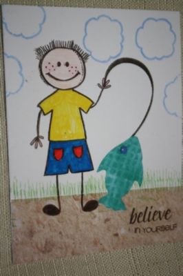 Believe in yourself
I used stamps from all 4 stamps sets. colored with markers and added fish die cut. The fishing pole is from swirls2build.
