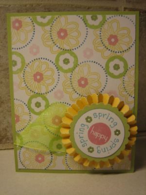 Happy Spring card
The patterned background paper was made using the Happy2beCircles stamp set.

