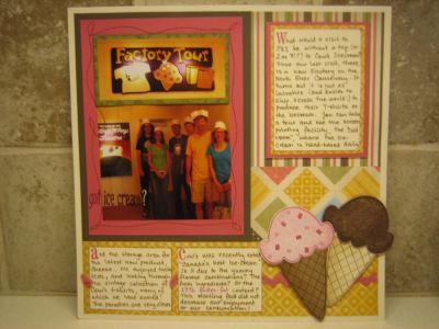 Single page Lay-out of Cow's Creamery Tour
Big juicy cones were the perfect finish to this scrapbook page.
