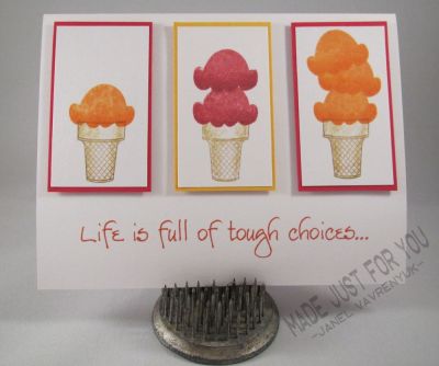 Touch Choices
This set is just fabulous!  I have had so much fun finding new ways to use a simple ice cream cone!  Way to go Stephanie!
Keywords: scream4icecream