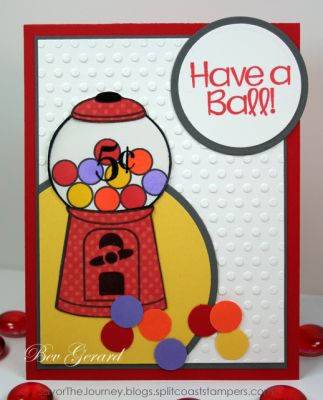 *Have a Ball!
This gumball machine has a glassy appearance due to the acetate globe I've added.  
