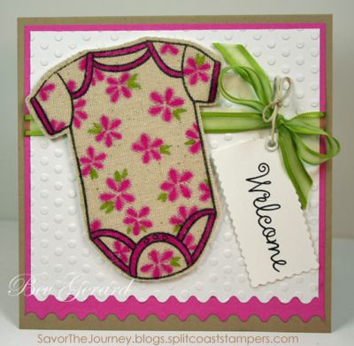 *Welcome, Baby!
Popping up this fabric onesie was a snap with the new Onesie Die Set!
