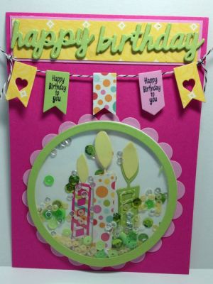 Happy Birthday using August card kit papers and word die
