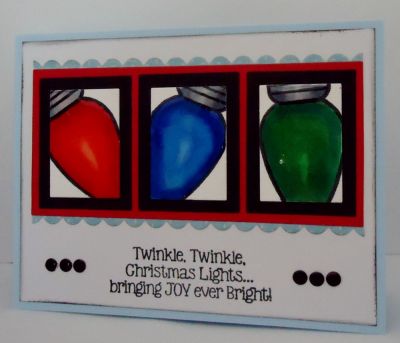 Received my lights4christmas stamp set yesterday and had to try it out.  Used crystal effects on the Christmas lights so they would shine and colored them the colors of the old traditional  bulbs.   Can't wait for the dies to become available.
