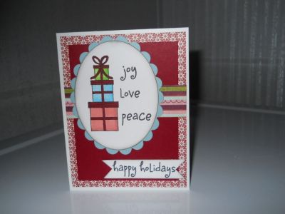 Joy, Love Peace
Love the new club stamp set so I thought I would share with you the card I made.  Hope you like.

