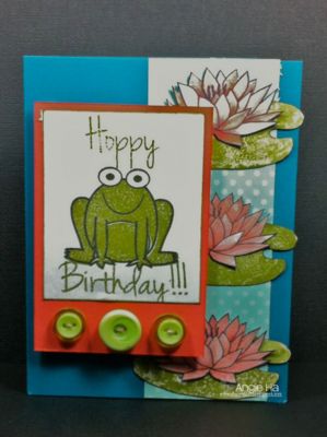 Hoppy Birthday 
for supply list please visit my blog:  

http://ahacreations.blogspot.com/2011/12/its-stamps-of-life-and-button-kind-of.html
Keywords: froggy2love