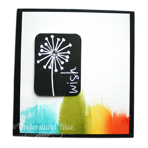 Wish...
LOVE these bold stamps. I had a scrap of watercolor paper that was so beautiful I thought it was the perfect background for this fun graphic image. 
Keywords: hope4us