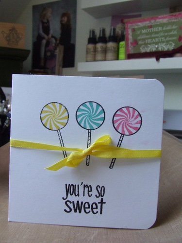 You're so Sweet
Very simple card with stamps and some ribbon from my stash...
