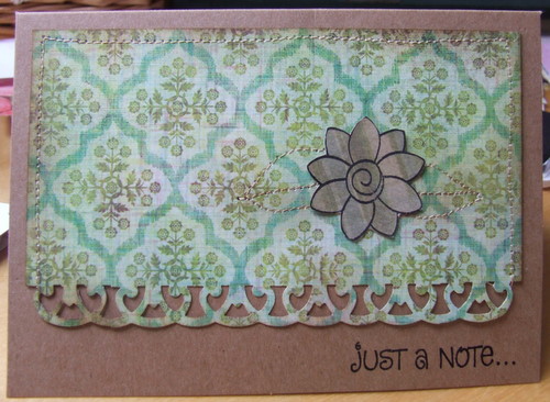 Just a Note
Basic Grey Sweet Threads paper, MS punch, List2 write flower and sentiment...
