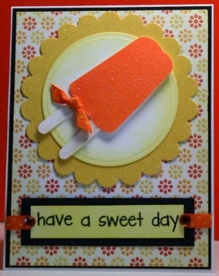 Creamsicle
No special reason for this card - just love creamsicles :-)  Paper pieced the popsicle on scrap glitter cardstock.  Dies are from Sizzix.  Just might mail it to myself!
