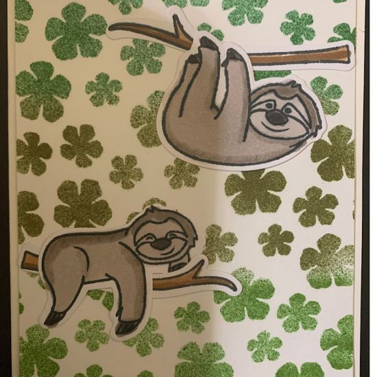 Hang in There
Sloths2Stamp & dies
Tri-blend markers
TSOL Hibiscus stencil
Keywords: Hang in there, sloth