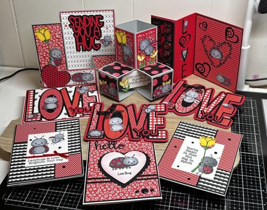 Keywords: Ladybugs, Love fold it , heart swirls, shaker, Valentines Day