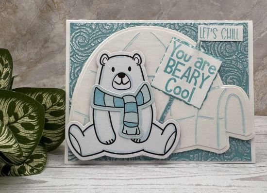 Beary Cool 
A2 card base with an Igloo Fold It, 
Keywords: Igloo fold it, polar bear,