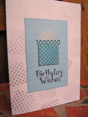 Birthday Present
Finally received my birthday2celebrate on April 10th - we had a long holiday weekend here in Ireland which was great, but I was really looking forward to getting my new stamps! 

This is my first card using the present. Love it. I've used the 'Happy Birthday' sentiment inside lots of other cards already as I had an order for 20 (!) birthday cards. 
