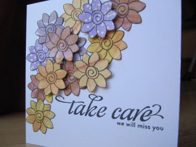 Flower Cascade
I just love this flower from list2write. I stamped on coordinating card stock, fussy cut and adhered randomly to create this cascade of flowers. I love how it turned out.
