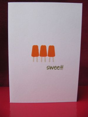 Sweet Orange Pops
This card is VERY clean and simple, but I love it. I think the artichoke sentiment really finishes it off :)
