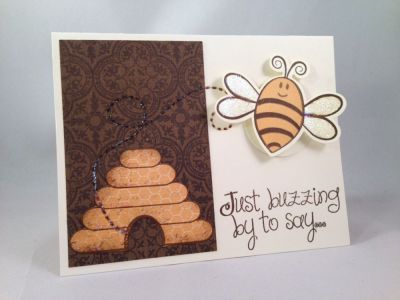 Buzzing by . . . 
Created this one using an Action Wobble for my bee!  Love that he "hovers" near his little hive.  
Keywords: bee4me hive4bees 