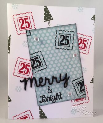 Merry & Bright
All supplies for this card are from the October Card Kit from The Stamps of Life except those listed:

Versamark
Ranger Black Sparkle Embossing Powder 
Versafine Black Ink
Ranger Clear Embossing Powder
Stampin' Up Ink
