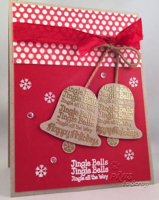 Jingle Bells
All product from The Stamps of Life September Card Kit except for the following:

Ink:  Versamark, Ranger White and Gold Embossing Powders

Other:  Stampin' Up Circle Punch, Pretty Pink Posh Sequins
