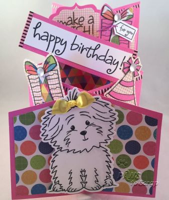 Cascade Birthday Card
Cardstock:  Bazzill and Neenah
Pattern Paper:  DCWV
Stamps:  birthday4cookie from The Stamps of Life
Dies:  Cookie Dies from The Stamps of Life and Triple Card Frame Flip-it from Sizzix
Ink:  Memento, Copic Markers, 
Ribbon:  DCWV Ribbon, Floss from Studio Calico and Little B Washi Tape
Other:  Clear Frosties from The Stamps of Life (September Card Kit)  

Keywords: Cascade