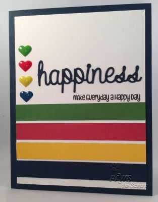 Happiness
Card made using supplies from The Stamps of Life August 2015 Card Kit
Additional supplies:  Versamark and Ranger Clear Embossing Powder

