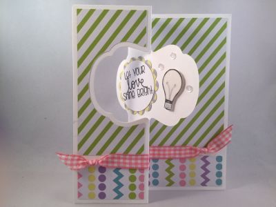 Shine On
Cardstock:  The Stamps of Life*
Pattern Paper:  The Stamps of Life*
Stamps:  lightbulb2stamp from The Stamps of Life
Dies:  Light Bulb dies and Lively Flip-its Die Set from The Stamps of Life
Ink:  The Stamps of Life
Ribbon:  Gingham Ribbon from The Stamps of Life*
Other:  Sequins from Pretty Pink Posh and Liquid Glass from Close To My Heart
*from The Stamps of Life February 2015 Card Kit

Keywords: Shaker lightbulb2stamp Light Bulb Dies
