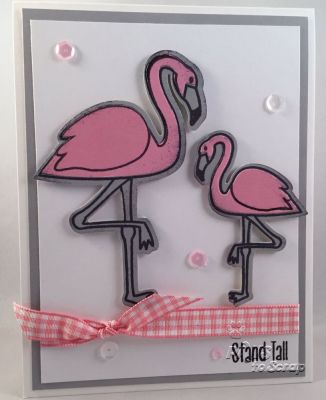 Stand Tall
Supplies Used - Stand Tall
Stamps:  flamingos2stamp (The Stamps of Life)
Ink:  Licorice (The Stamps of Life)
Paper:  Powdered Sugar, Bubblegum, Cloud (The Stamps of Life)
Accessories:  Flamingo Dies (The Stamps of Life); Gingham Ribbon (The Stamps of Life); Marshmallow and Pink Blush Sequins (Pretty Pink Posh)

