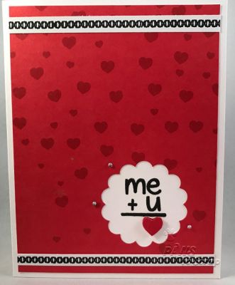 Me + You
Supplies Used - Me + You
Stamps: Stamp Set from The Stamps of Life December 2016 Card Kit
Ink: Licorice Ink (The Stamps of Life)
Paper:  Powdered Sugar Cardstock and Pattern Paper (The Stamp of Life December 2016 Card Kit
Accessories:  Scallop Punch (Fiskars), Pearls from Stampin' Up

