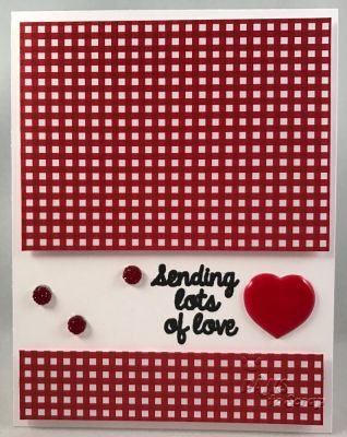 Sending Lot of Love
Supplies Used - Sending Lots of Love
Stamps:  Stamp Set from The Stamps of Life December 2016 Card Kit
Ink: Licorice (The Stamps of Life))
Paper:  Powdered Sugar Cardstock and Pattern Paper (The Stamp of Life December 2016 Card Kit)
Accessories:  Puffy Embellishment and Glitter  Dots (The Stamps of Life December 2016 Card Kit) 

