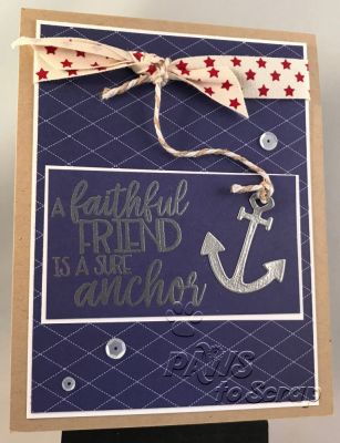 Faithful Friend
Stamps and Dies: Sayings4Sailboats and Sailboat Dies (The Stamps of Life)
Ink & Embossing:  Versamark; Silver Embossing Powder (Ranger)
Paper:  Cardstock and Pattern Paper from The Stamps of Life February 2018 Card Kit
Other: Ribbon and Twine  (The Stamps of Life February 2018 Card Kit); Sparkling Clear Sequins (Pretty Pink Posh); 

Keywords: sayings4sailboats sailboat dies