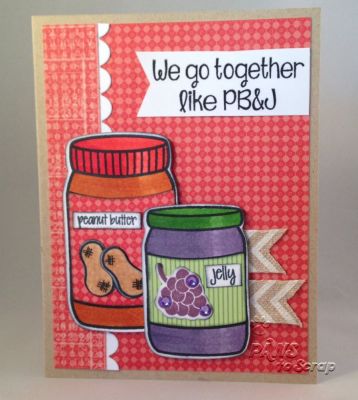 PB&J
Created this card with the stamps and dies from April 2014's club set.  LOVE!  
Keywords: pb&j2enjoy
