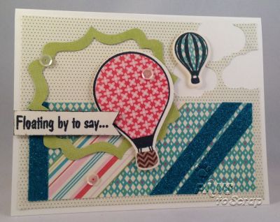 Floating By
Cardstock:  Neenah
Pattern Paper:  Basic Grey
Stamps:  hot4balloons from The Stamps of Life
Dies:  Balloon Dies from The Stamps of Life and Sizzix Fancy Labels
Ink: Memento
Other:  Glitter Tape from Close To My Heart and Pretty Pink Posh Sequins

Keywords: hot4balloons