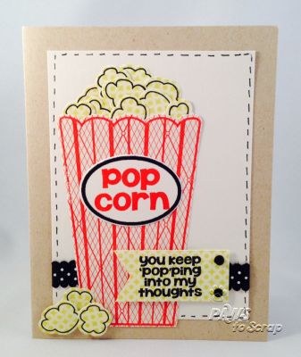 Popping Into My Thoughts
Stamped on pattern paper to create my box and my popcorn.  The paper was perfect.  
Keywords: popcorn2stamp words4popcorn