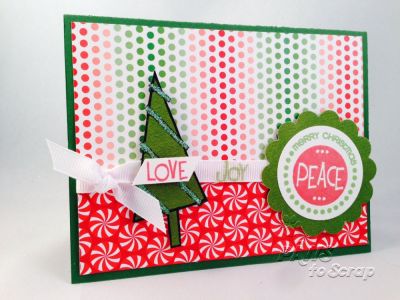 Love, Joy, Peace
Created this card using some leftover supplies.  
Keywords: Christmas trees4Christmas