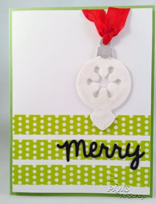 Merry
Supplies Used - Merry (washi tape)
Cardstock, Ribbon, Washi Tape, Merry Die all from The Stamps of Life September Card Kit.
Die:  September Club set from The Stamps of Life, Ornament Dies 2 Die set from The Stamps of Life
Ink:  Versamark and Ranger Silver Embossing Powder
Other:  Wink of Stella Clear

