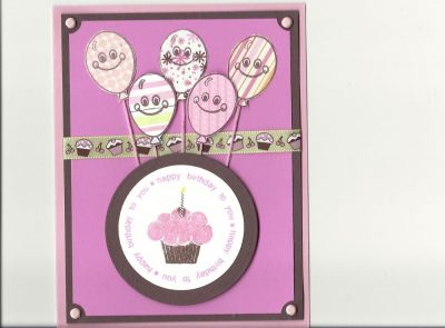 Happy Birthday
added brads in corners, pop dots for the 2 lower balloons, ribbon
Keywords: Birthday Card